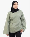 Sage Double Pleat Linen Cotton Top