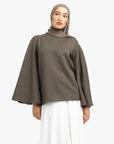 Olive Textured Umbrella Sleeve Top