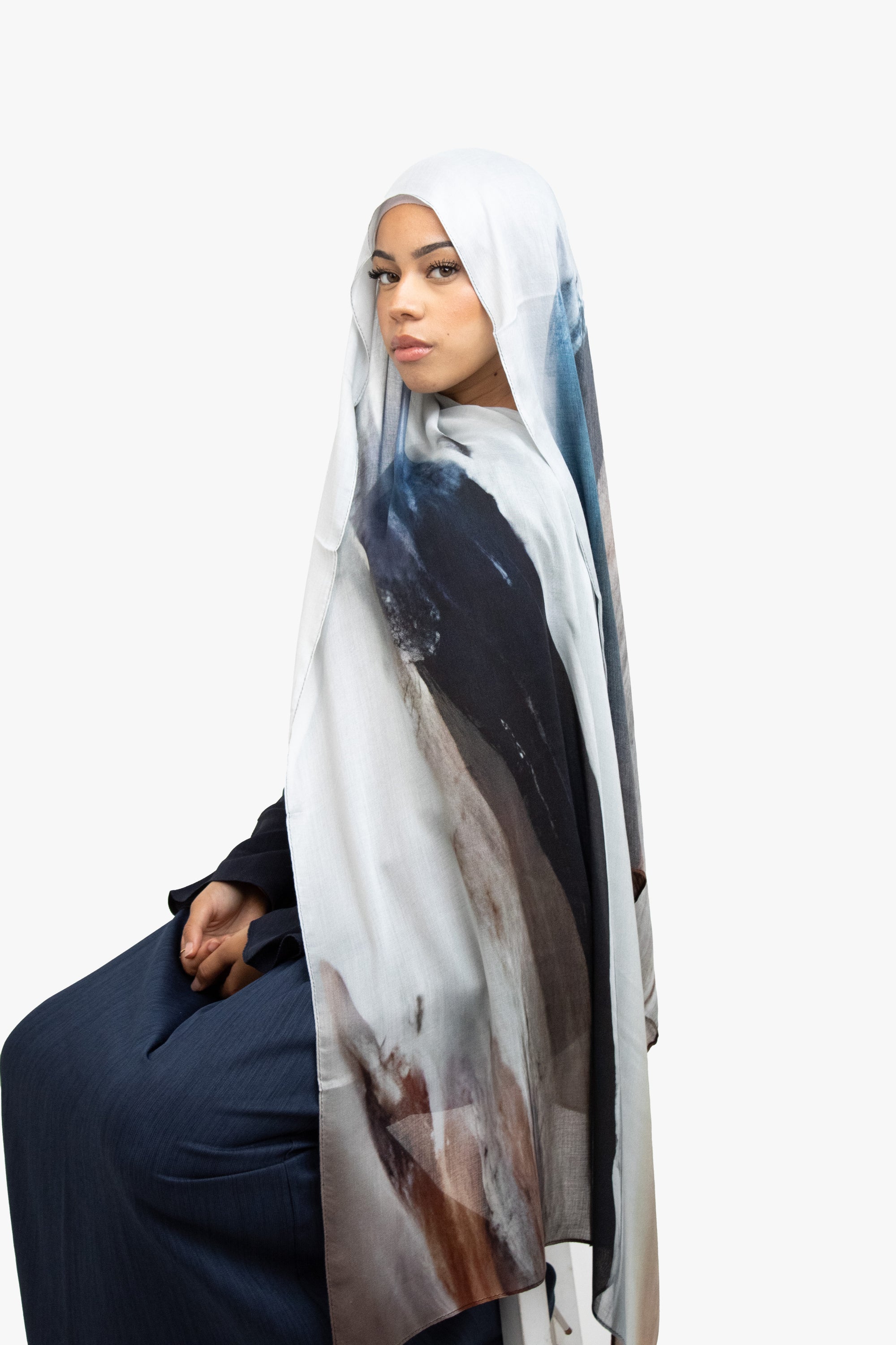 Premium Modal Printed Hijab - Ink Fade