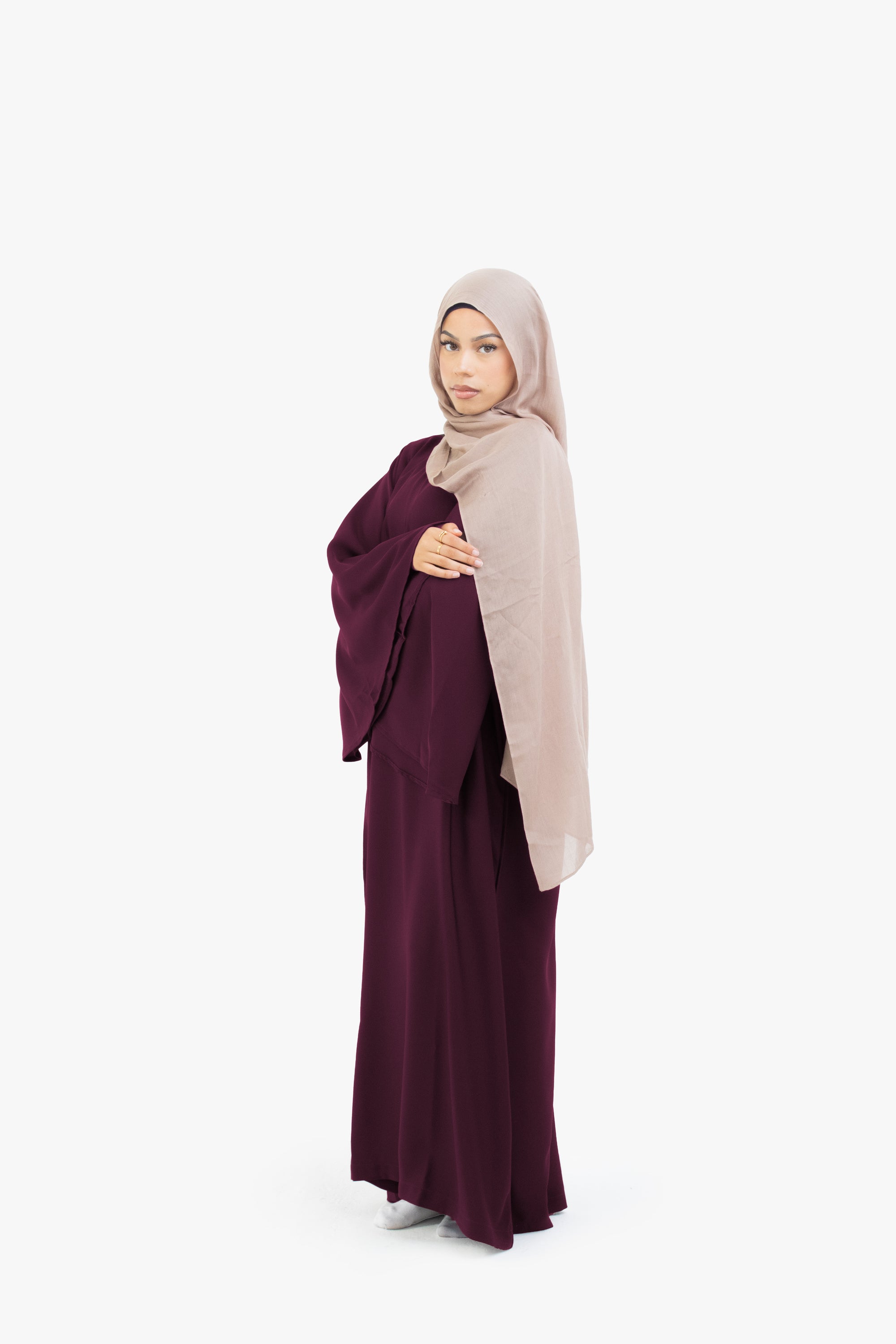 Burgundy Umbrella Sleeve Abaya