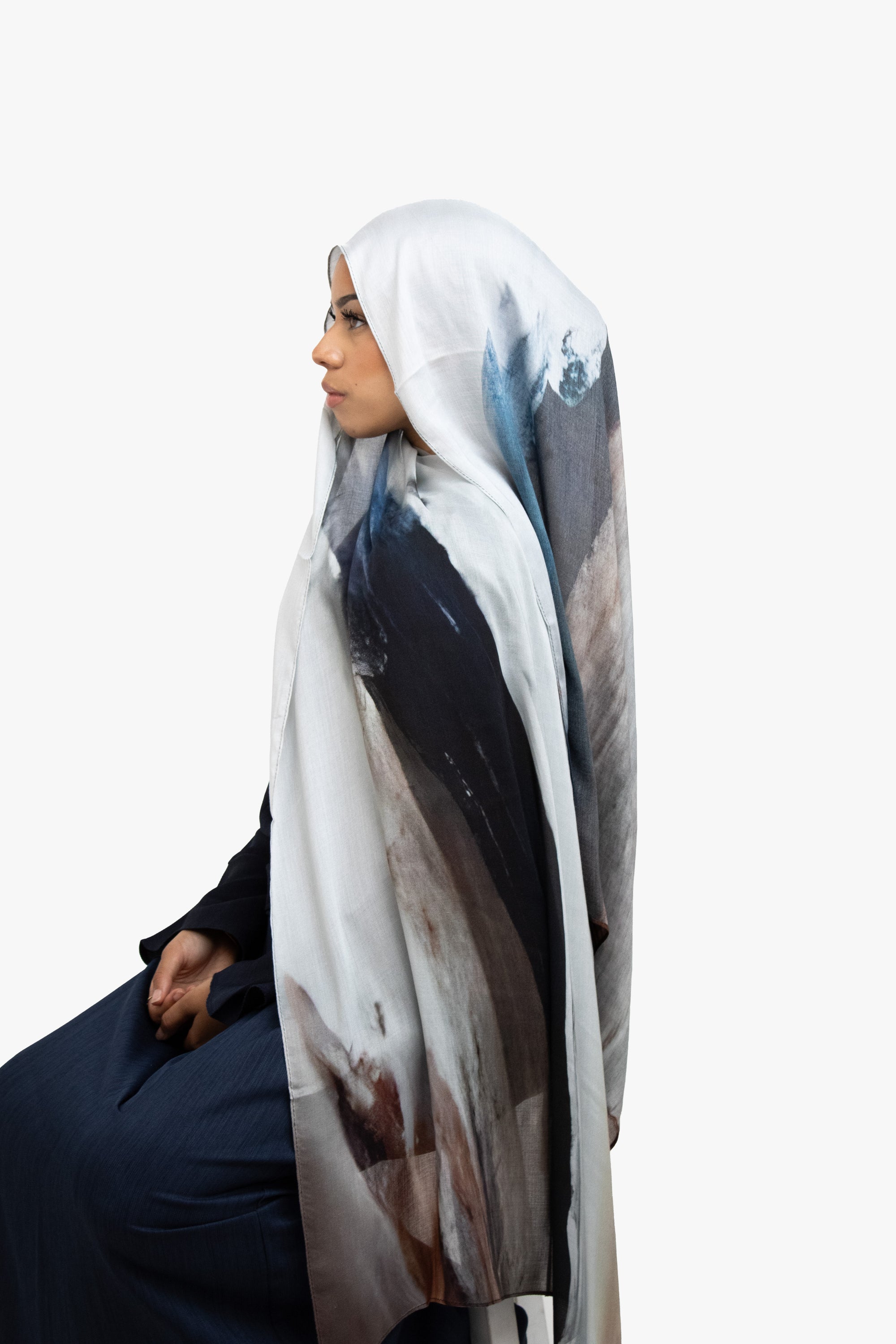 Premium Modal Printed Hijab - Ink Fade