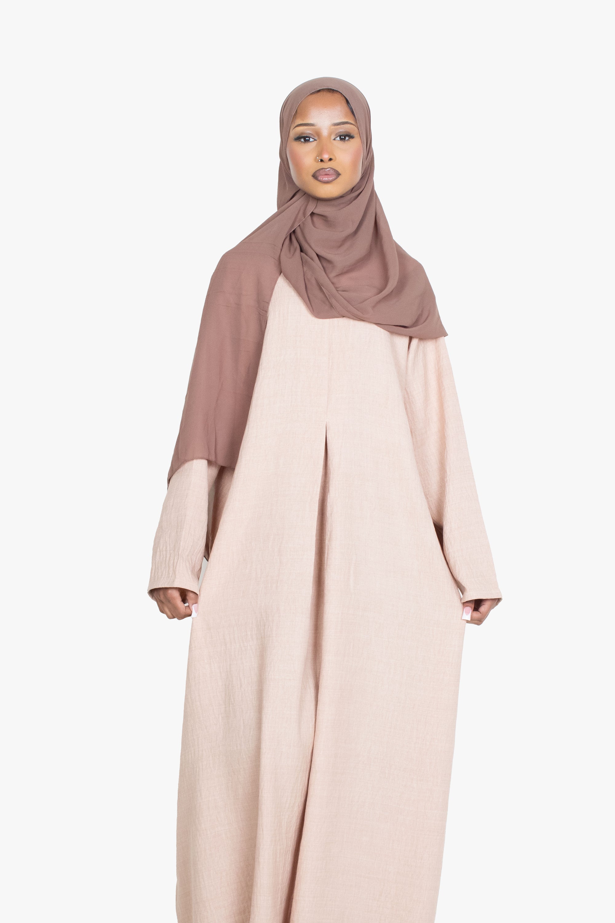 Beige Mélange Pleat Abaya