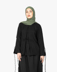 Black Mélange Ribbon Kimono Top