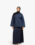 Navy Textured Elasticated Skirt