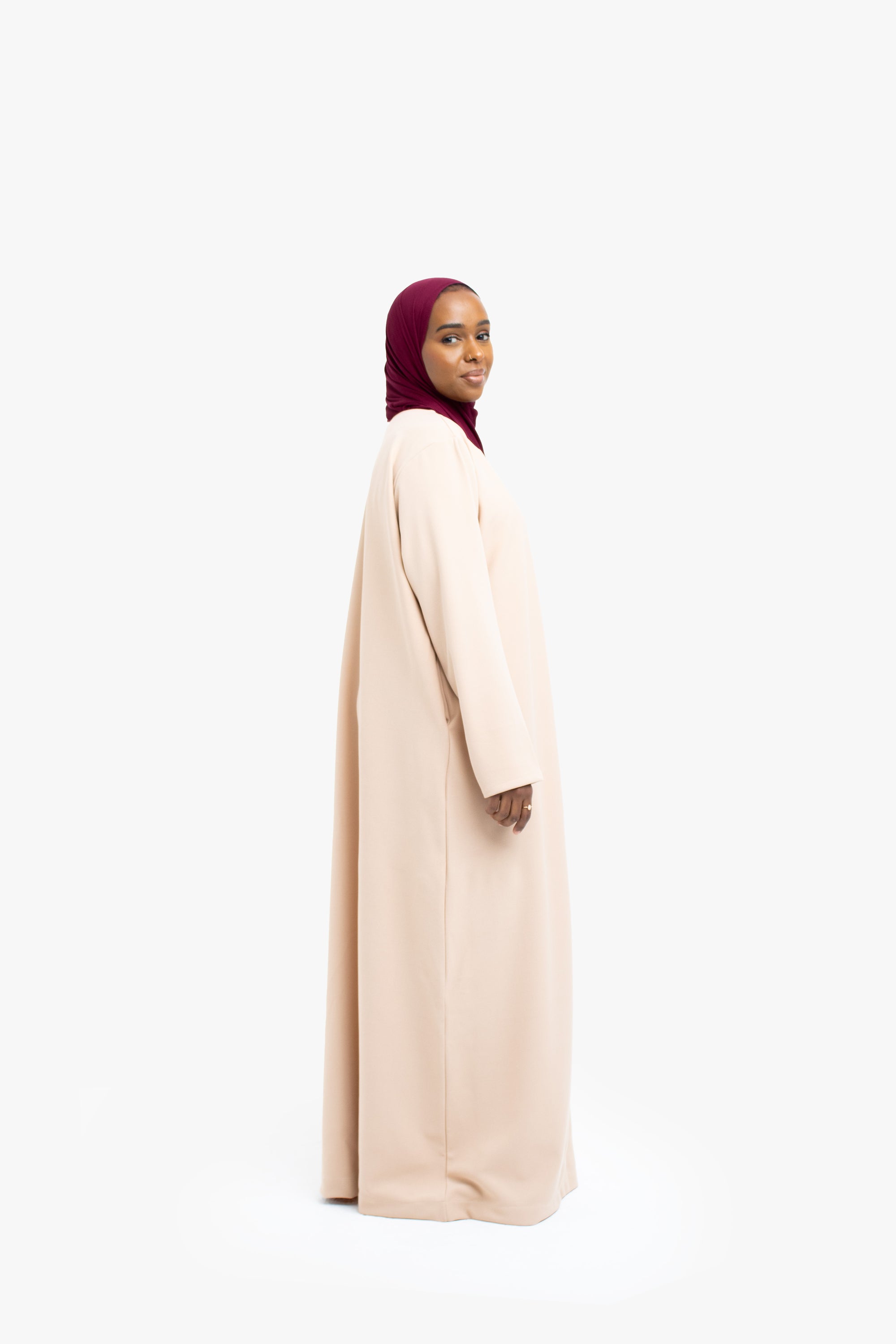 Nude V-Neck Abaya