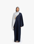 Navy Textured Umbrella Sleeve Abaya