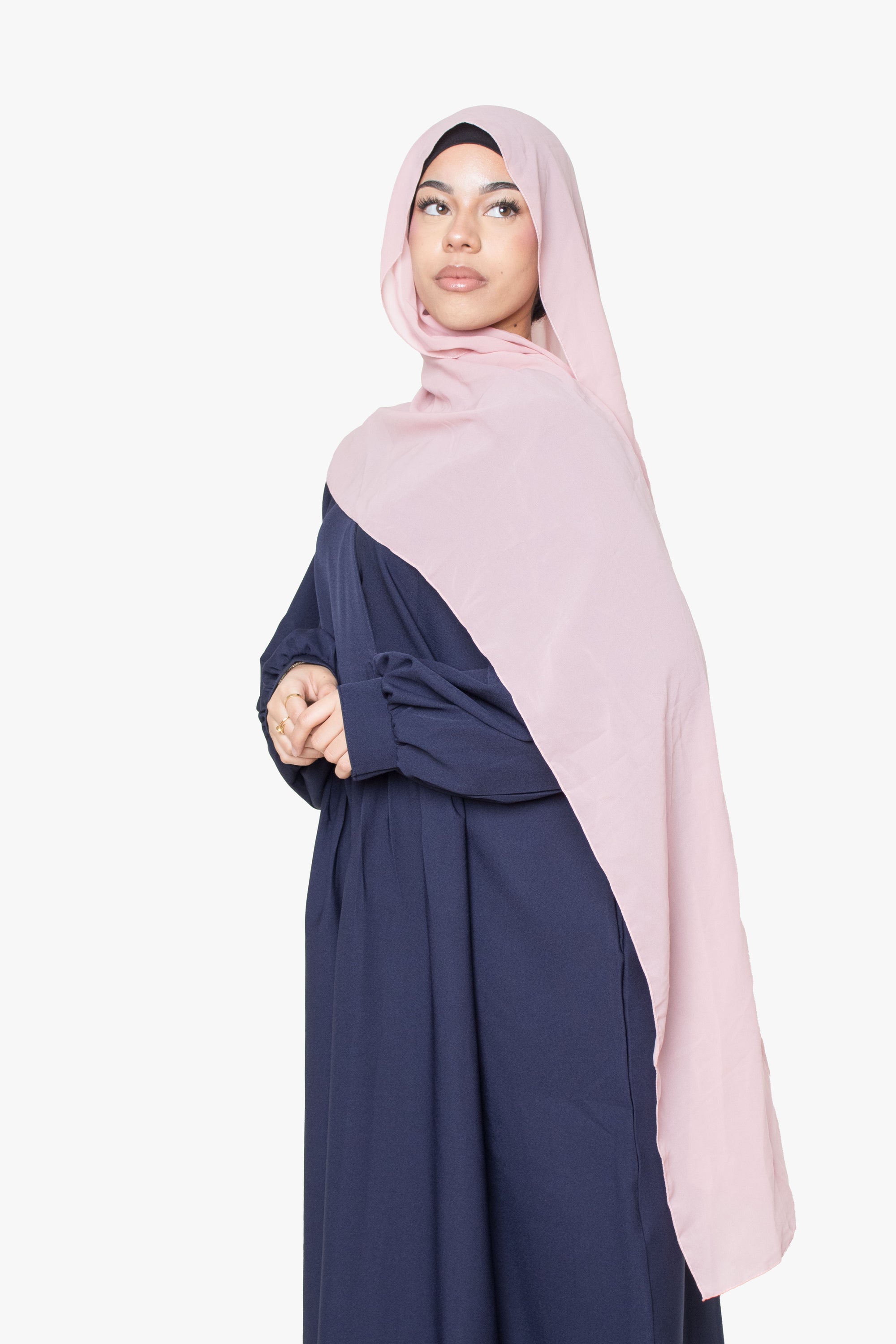 Navy Pleated Bridge Abaya