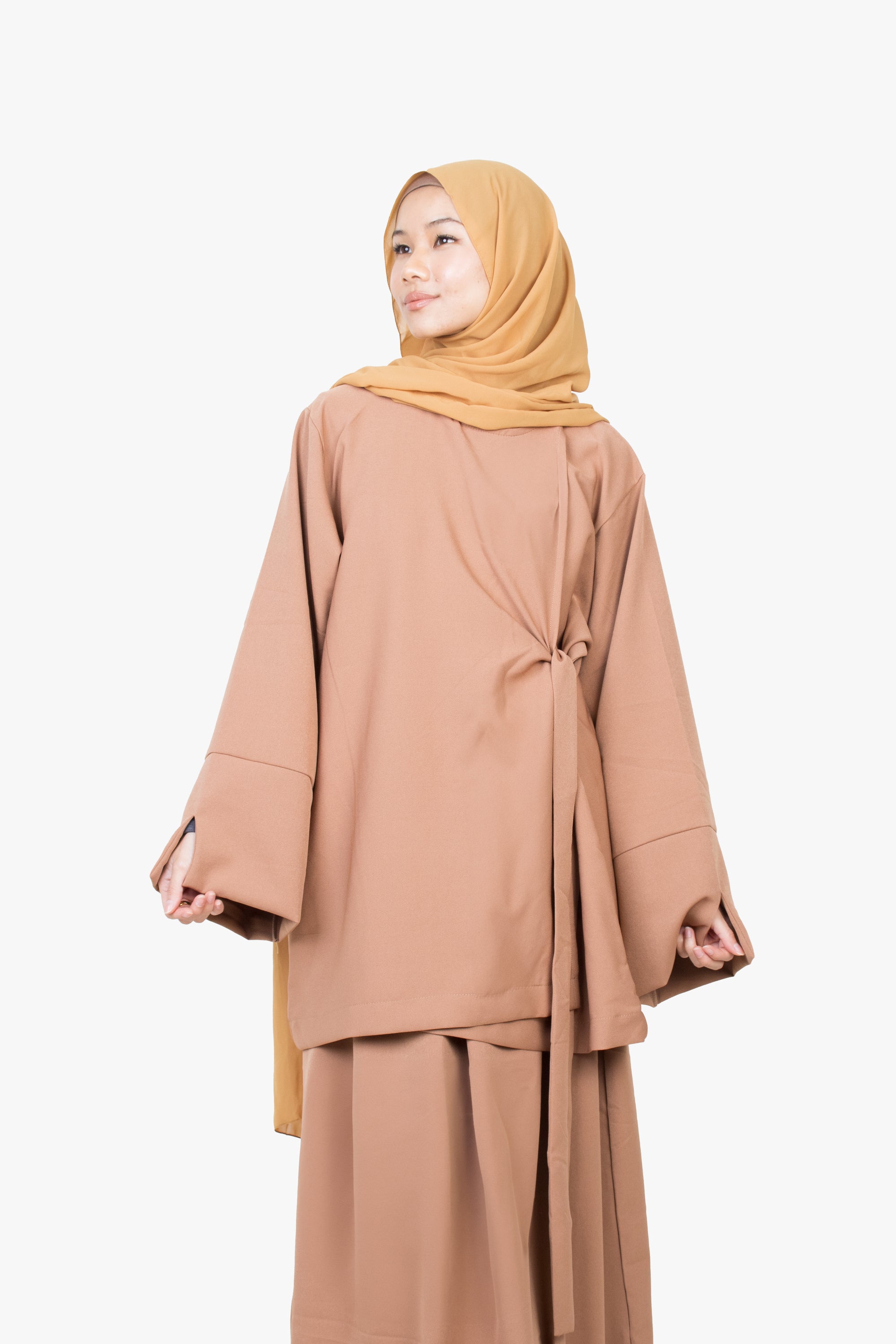 Caramel Side Wrap Two-Piece Abaya