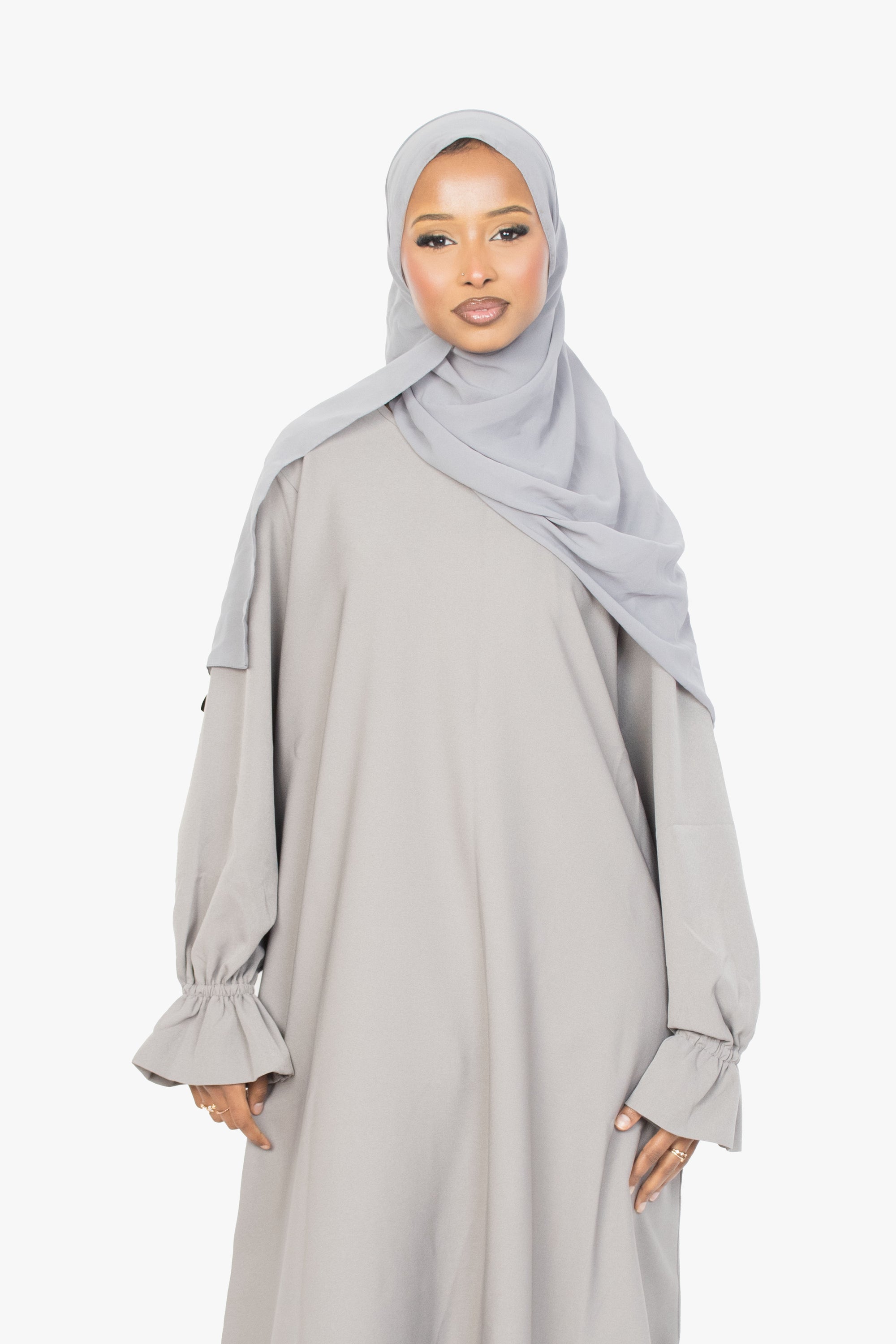 Cloud Grey Poet Sleeve Abaya