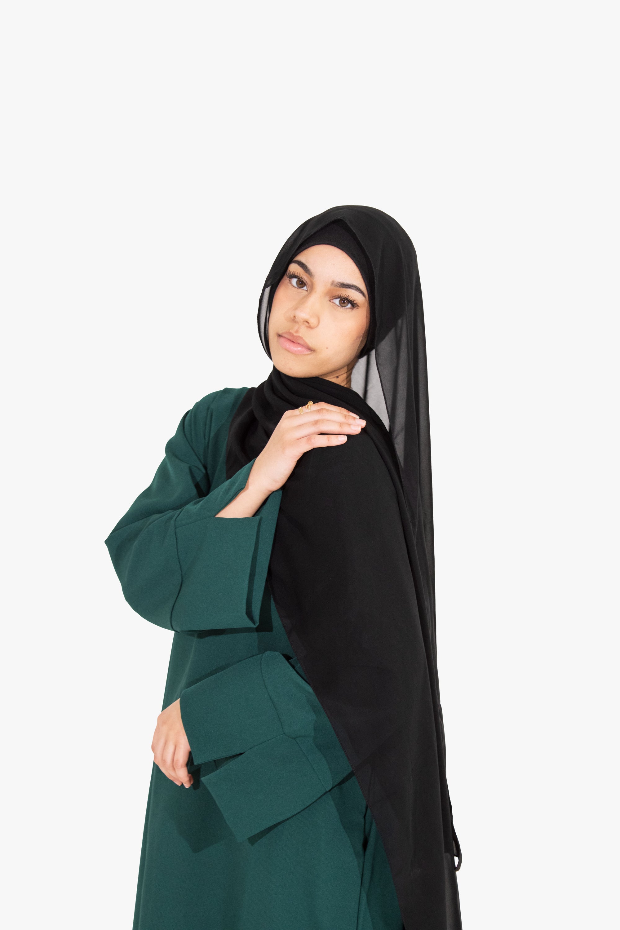 Forest Green Slit Kimono Sleeve Abaya