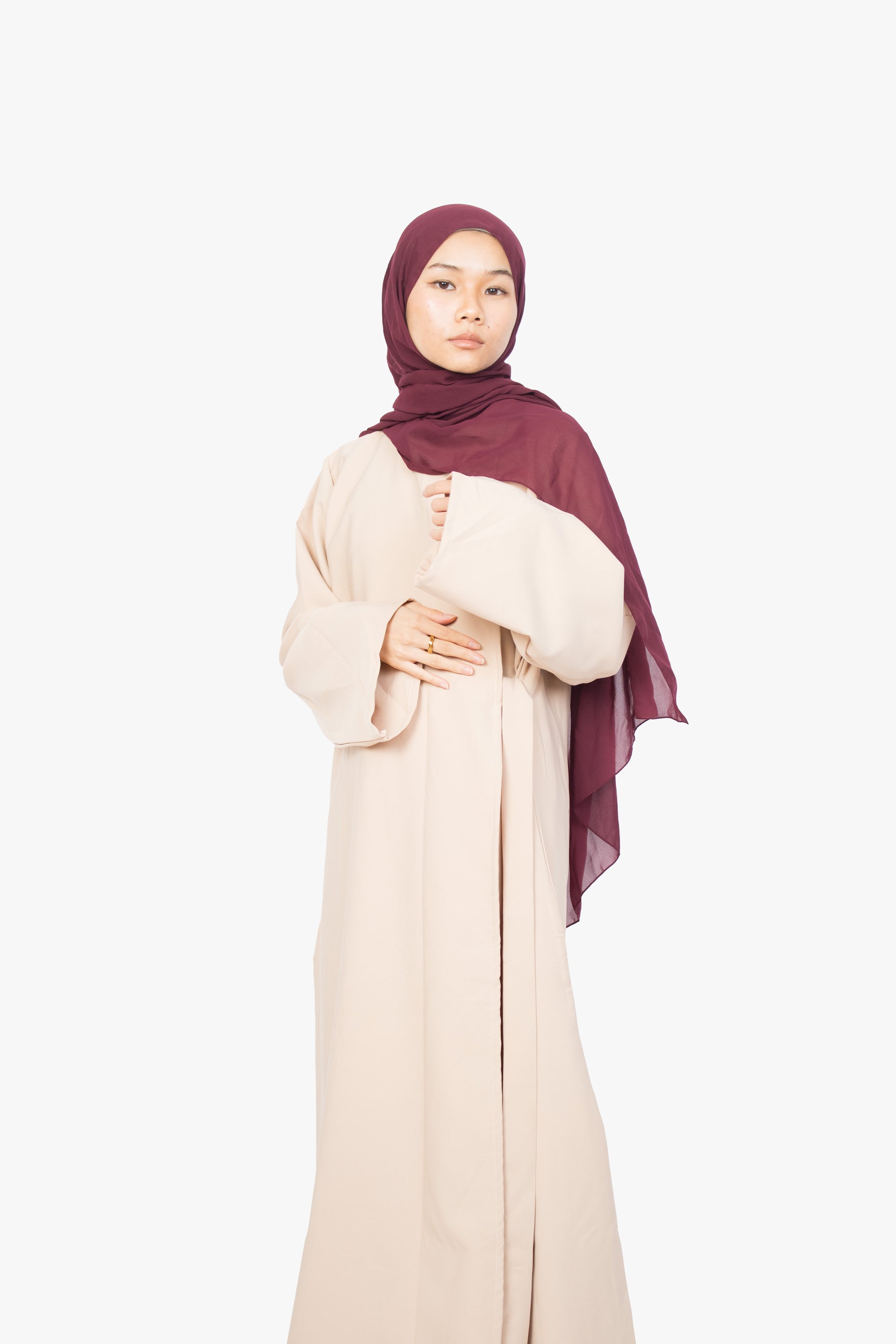 Cream Side Wrap Abaya