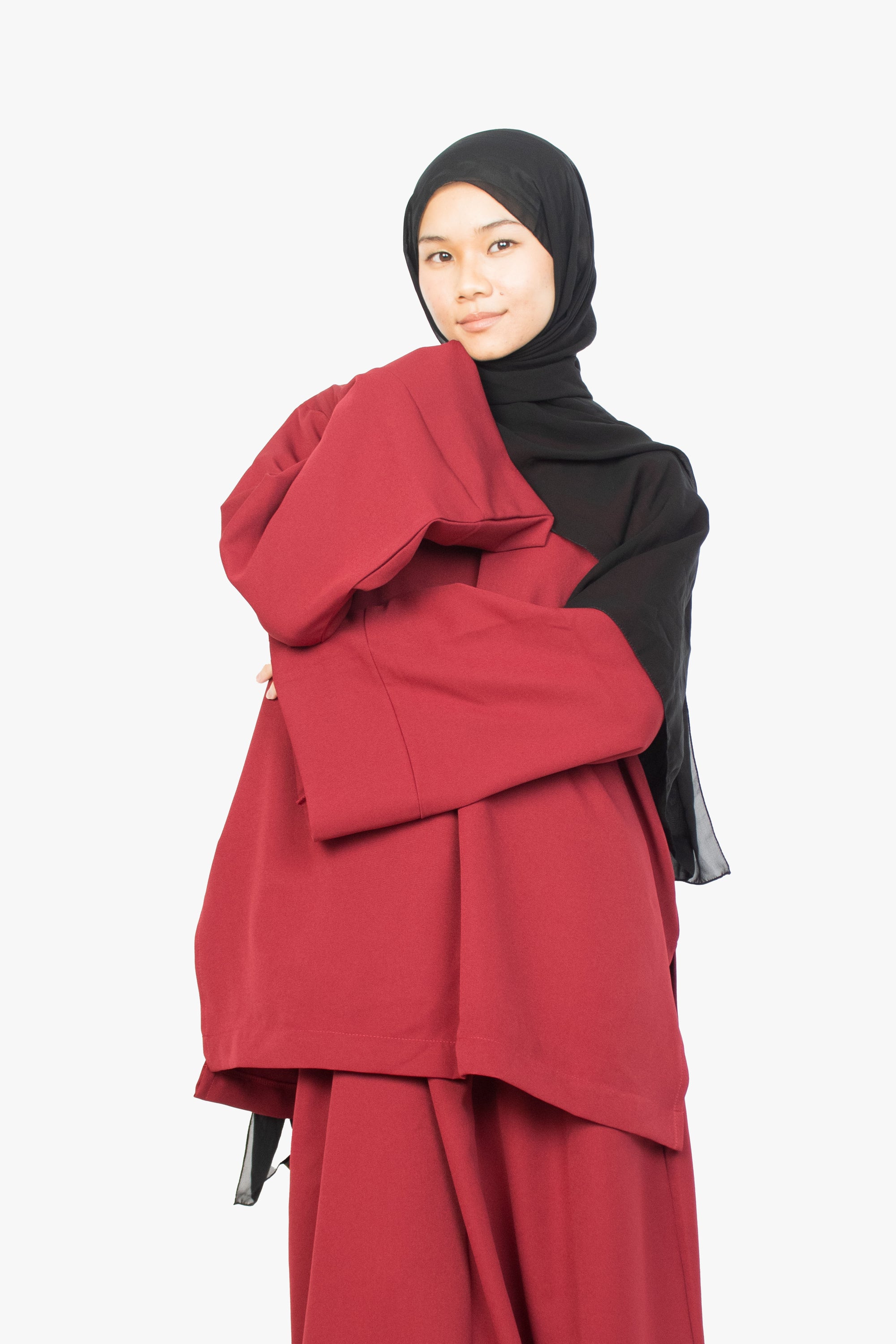 Crimson Red Two-Piece Abaya