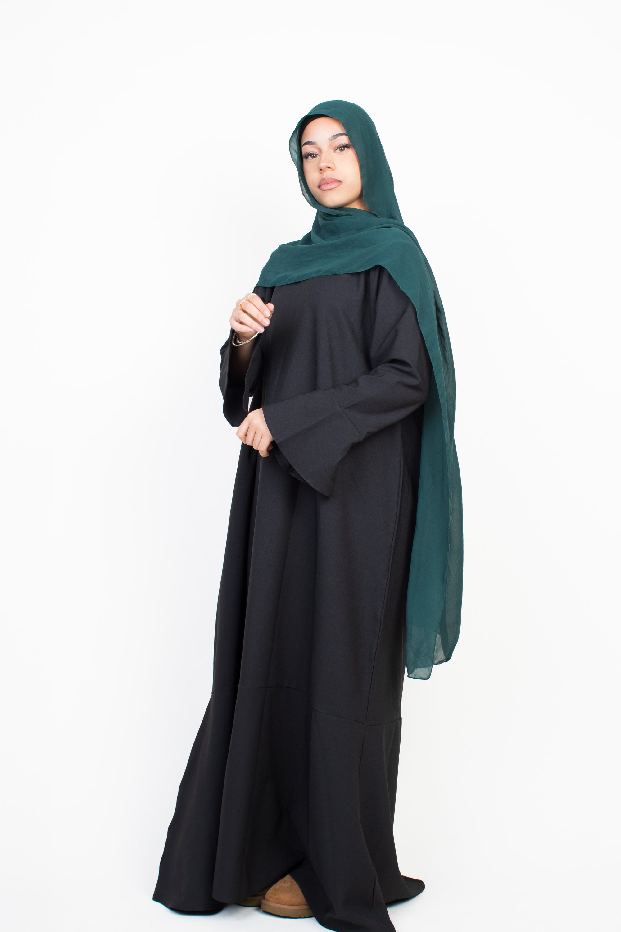Black Tulip Sleeve Abaya