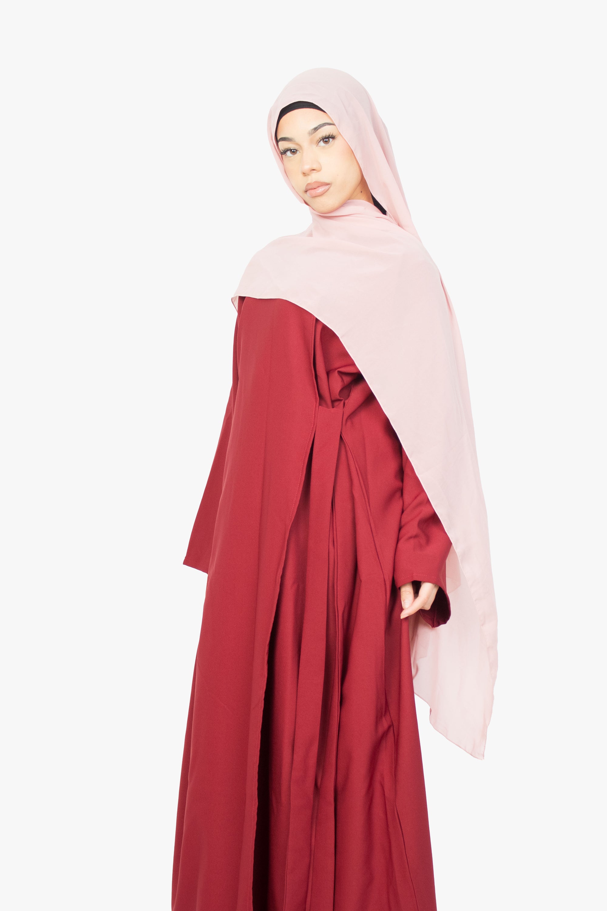 Crimson Red Side Wrap Abaya
