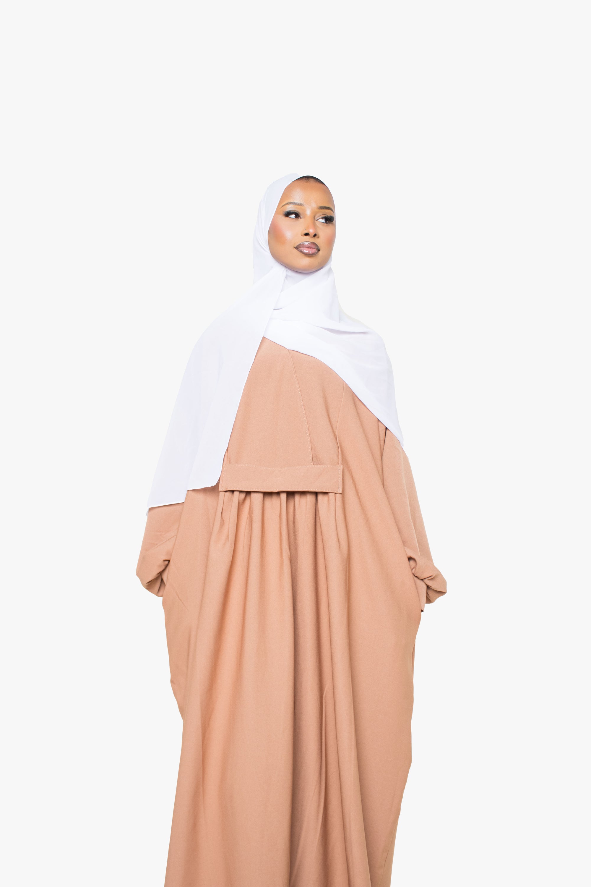 Caramel Pleated Bridge Abaya