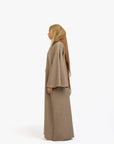 Khaki Brown Textured Umbrella Sleeve Abaya