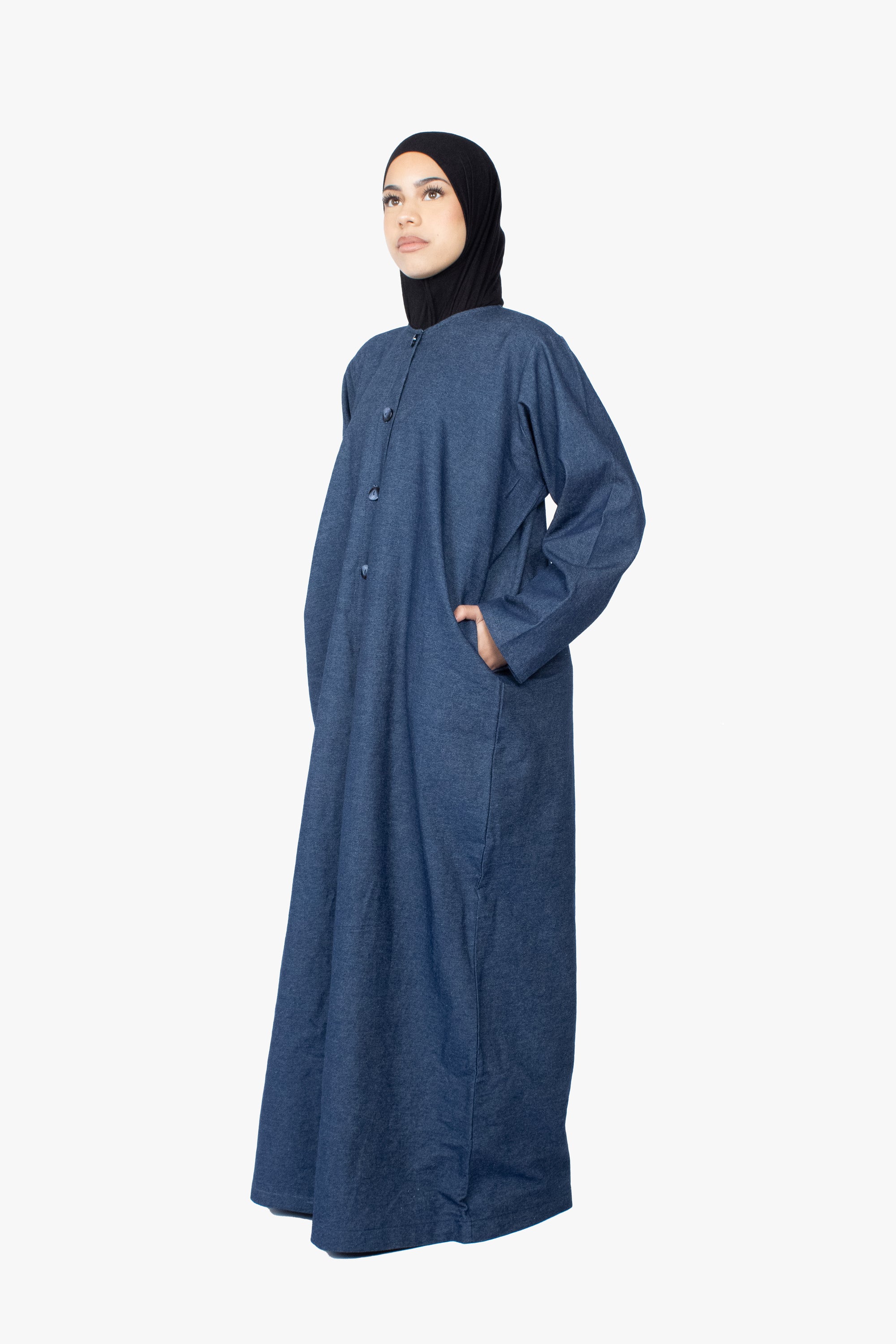 Dark Denim Long Shirt Abaya