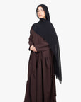 Mocha Brown Asymmetric Drop Waist Abaya