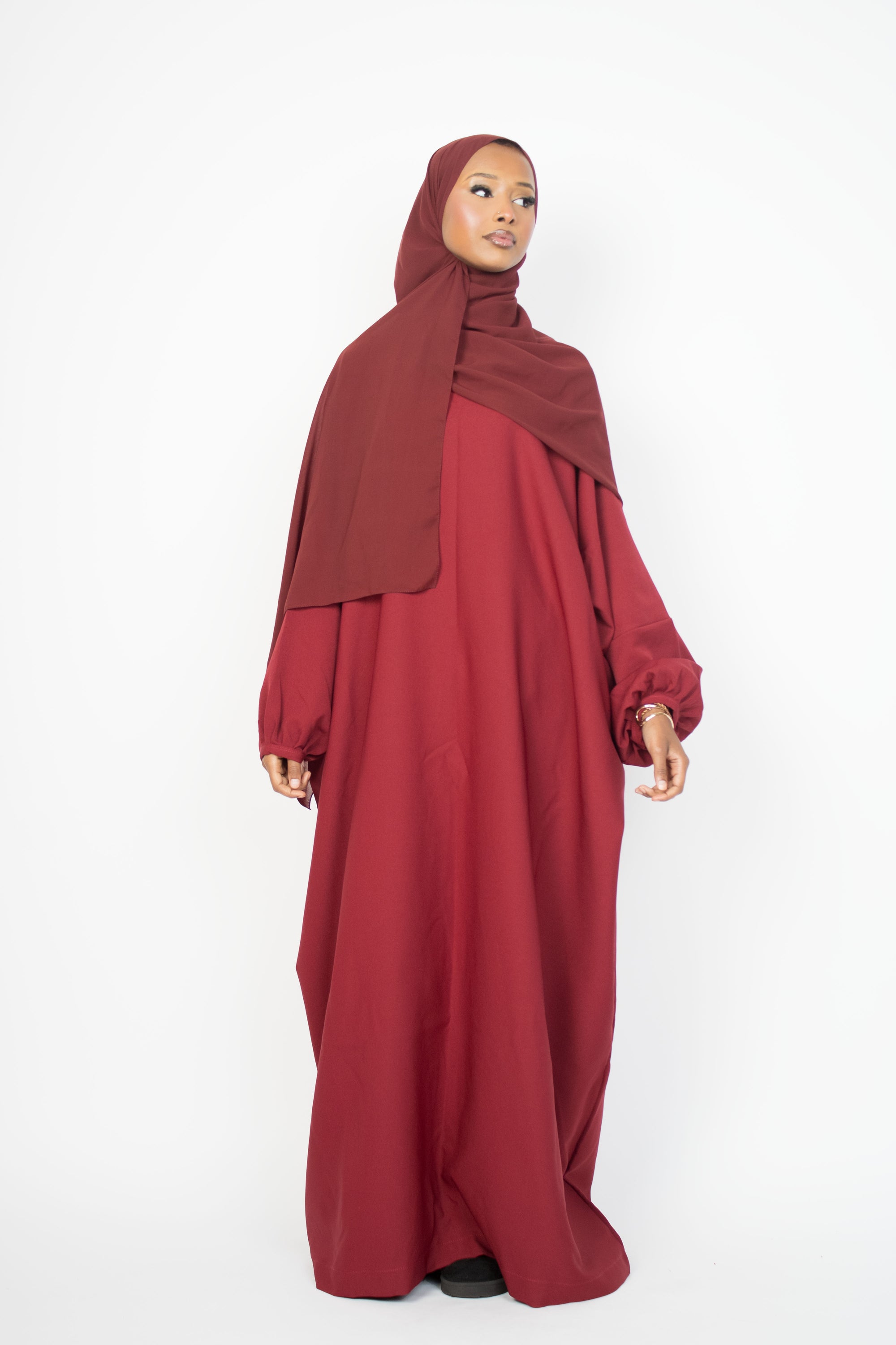 Crimson Red Batwing Abaya