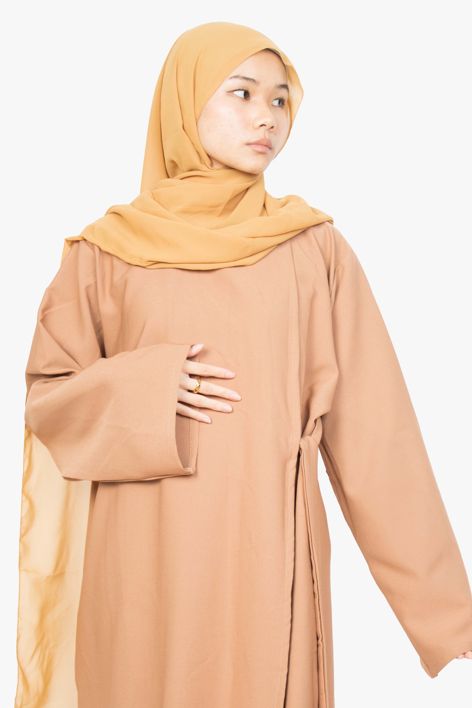Caramel Side Wrap Abaya