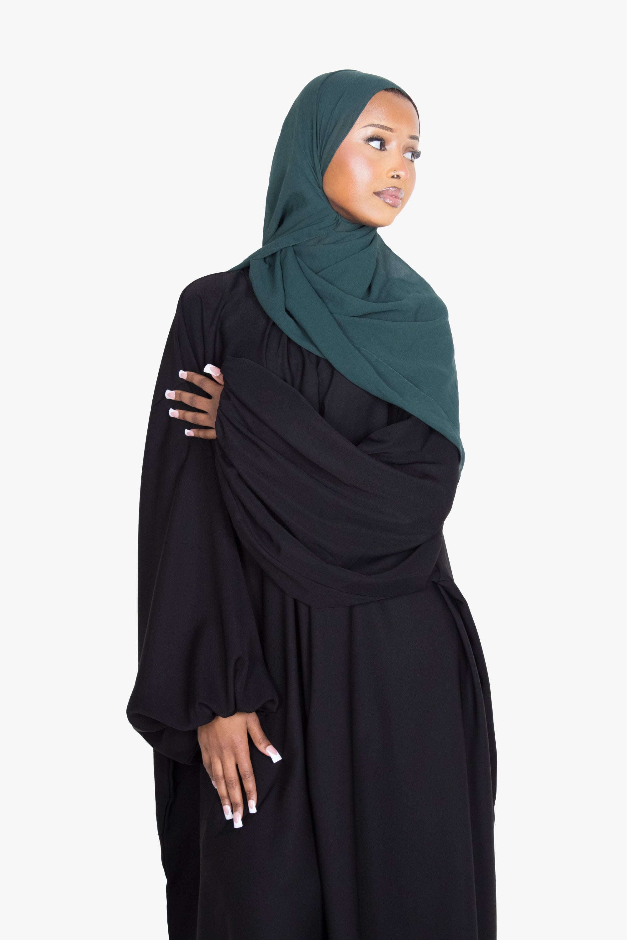 Black Balloon Sleeve Abaya