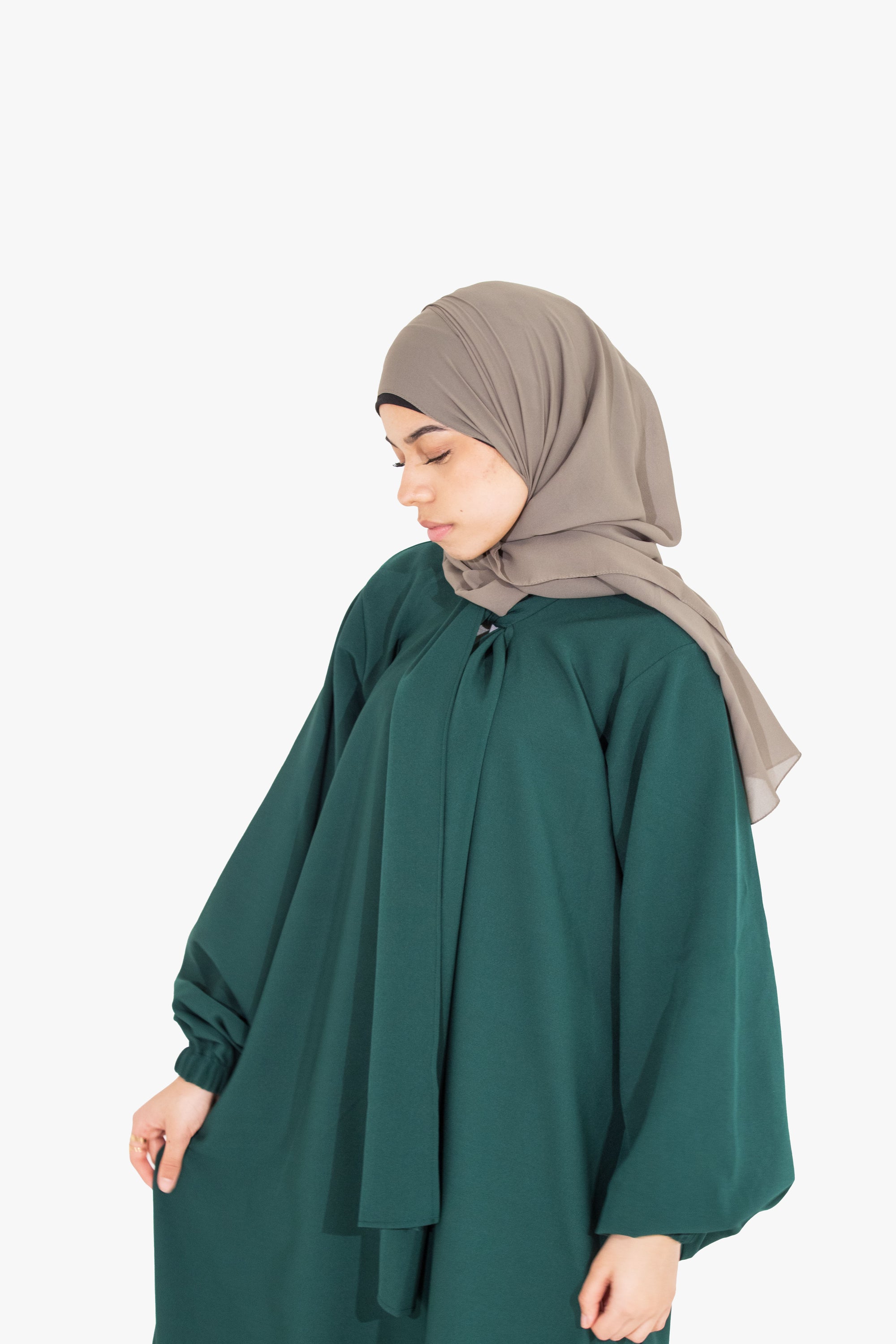 Emerald Green Front Neck Tie Abaya