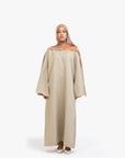 Beige Textured Umbrella Sleeve Abaya