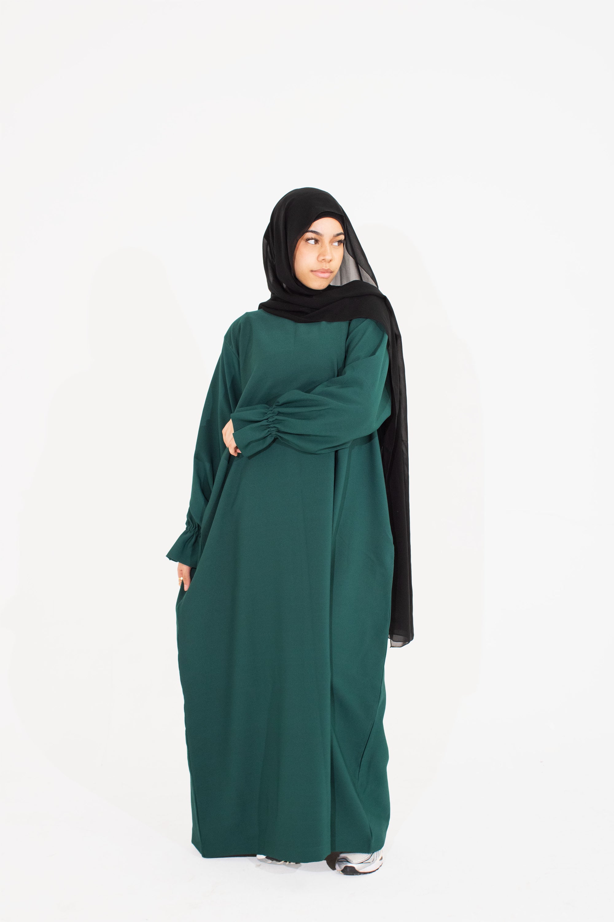 Forest Green Poet Sleeve Abaya