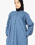 Navy Denim Long Shirt Abaya