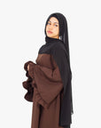 Pecan Brown Flower Sleeve Abaya
