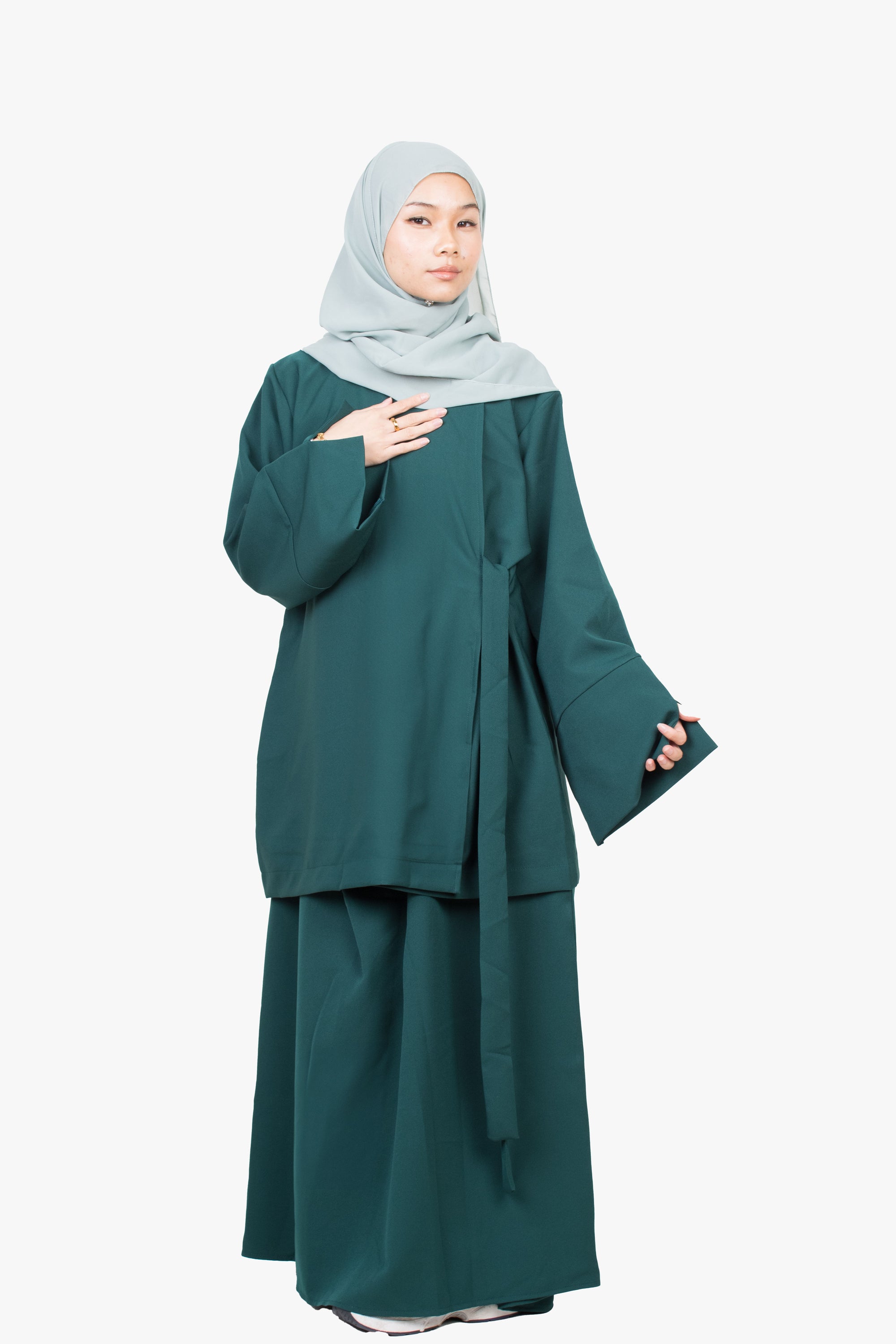 Forest Green Side Wrap Two-Piece Abaya