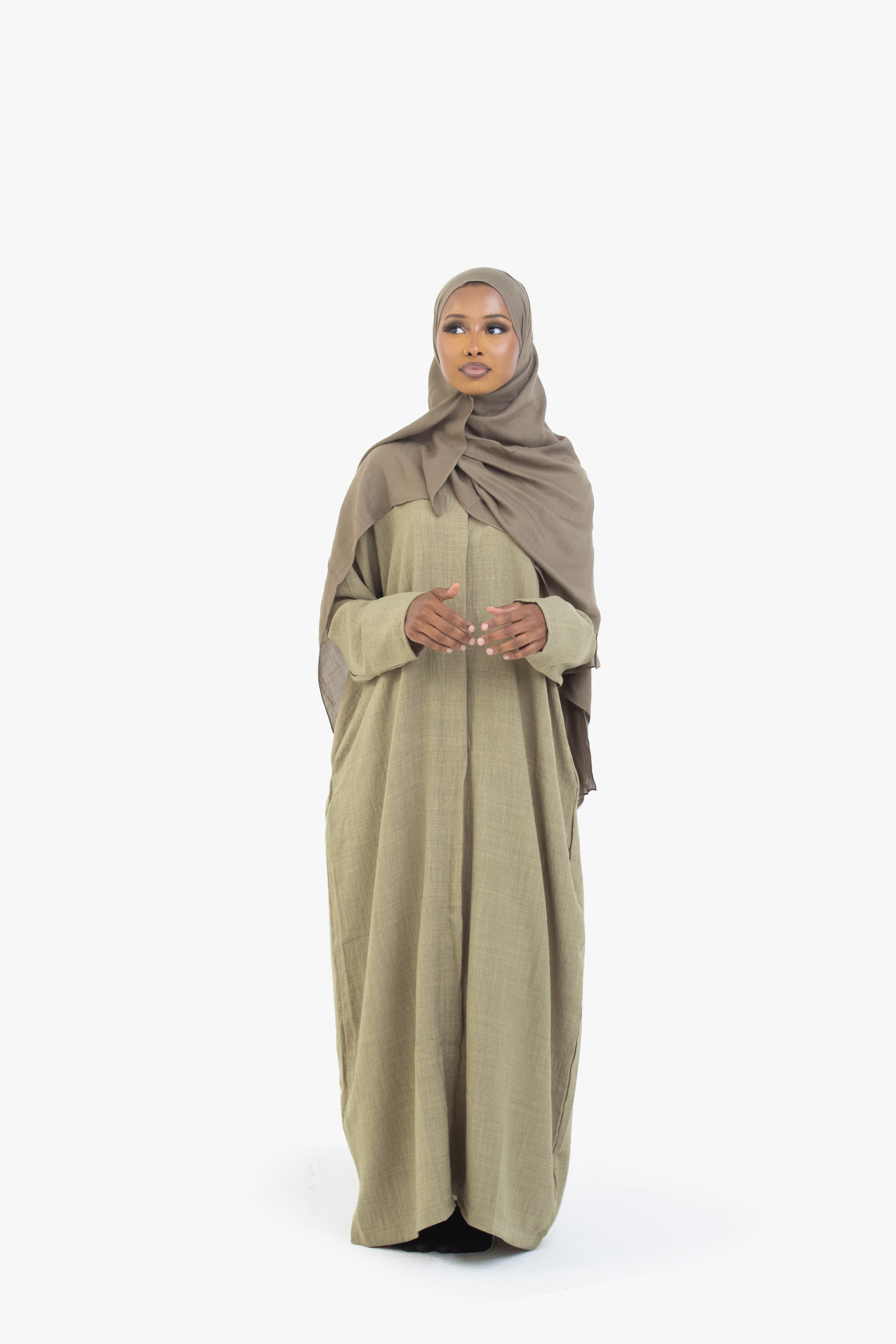 Khaki Mélange Long Shirt Abaya