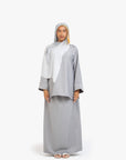 Light Grey Textured Two-Piece Abaya