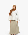 Khaki Textured Elasticated Skirt