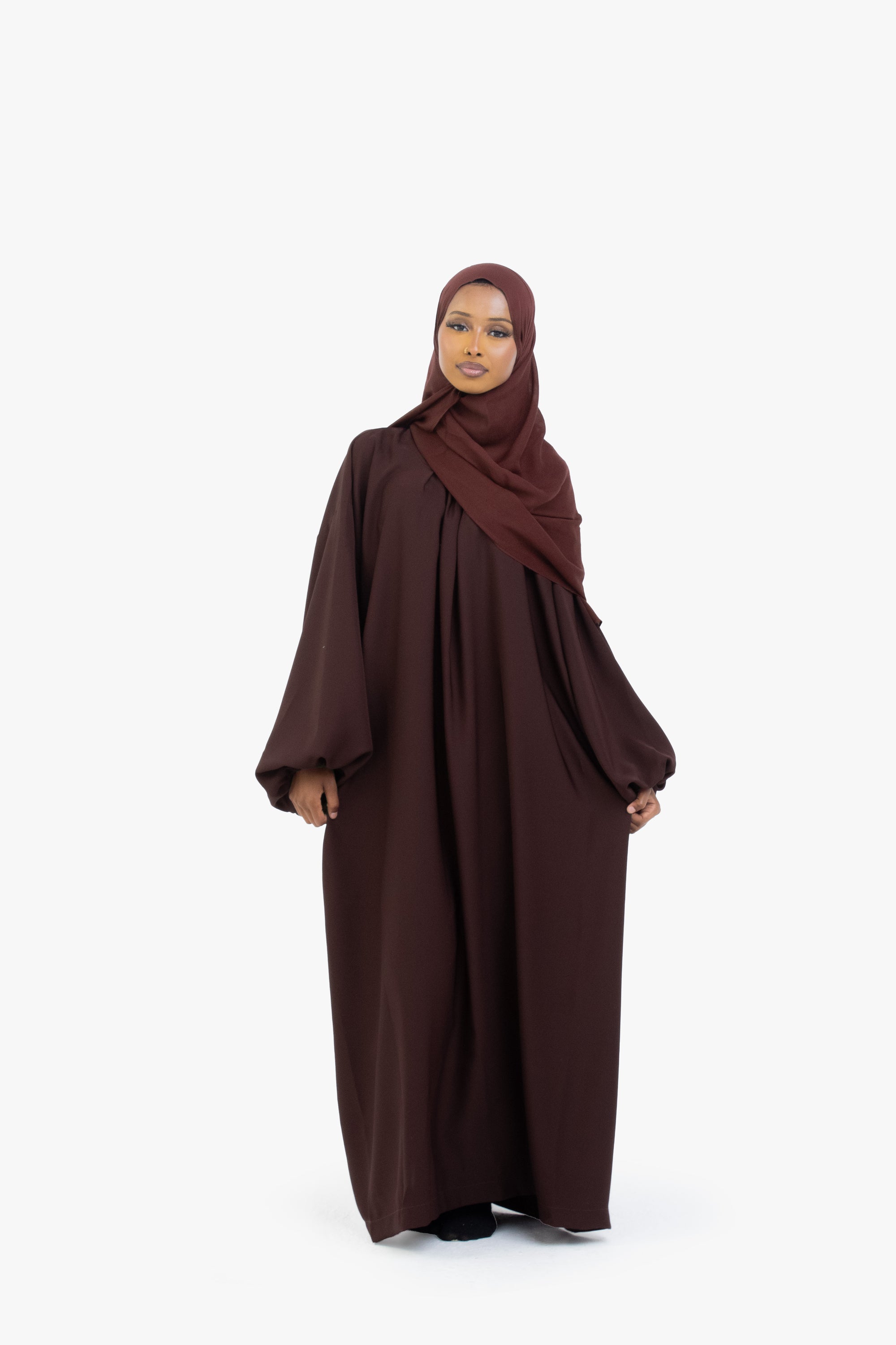 Hazelnut Brown Balloon Sleeve Abaya