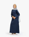 Indigo Textured Double Pleat Dress