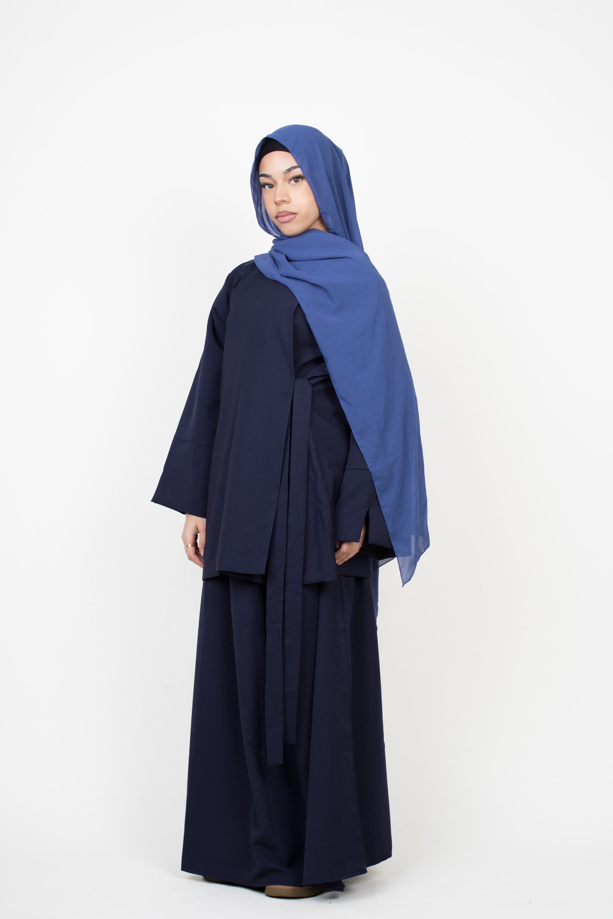 Navy Side Wrap Two-Piece Abaya