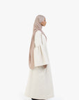 Beige Bell Sleeve Linen Cotton Abaya