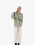 Sage Balloon Sleeve Linen Cotton Top