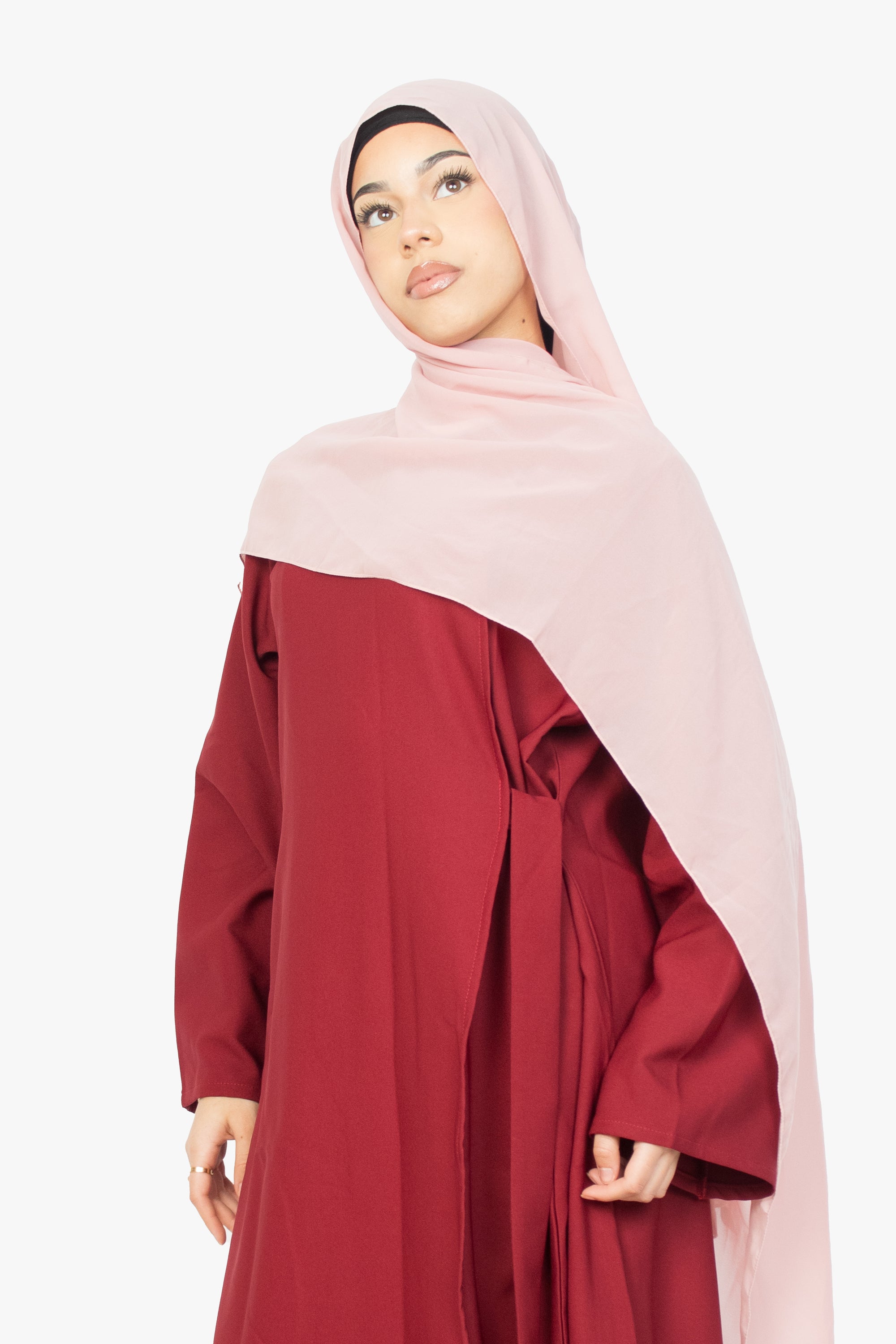 Crimson Red Side Wrap Abaya