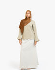Khaki Textured Tulip Sleeve Top