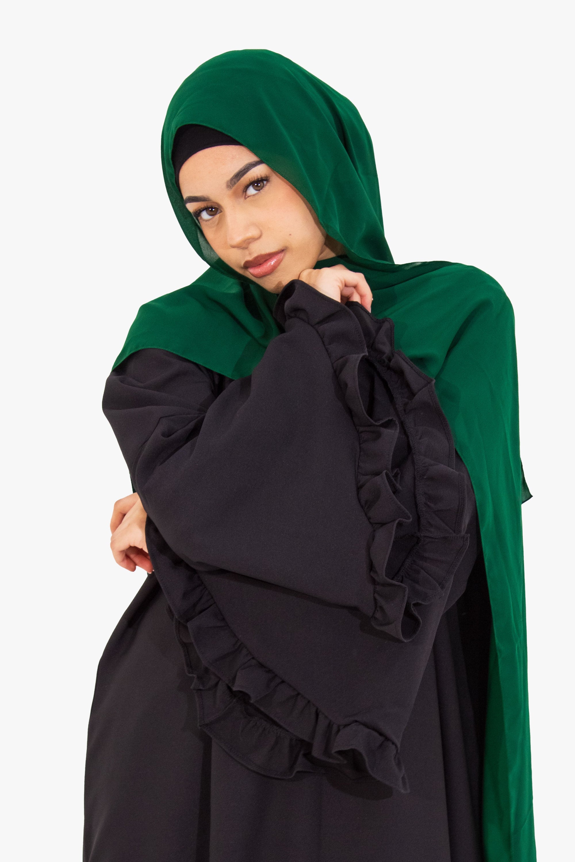 Black Flower Sleeve Abaya