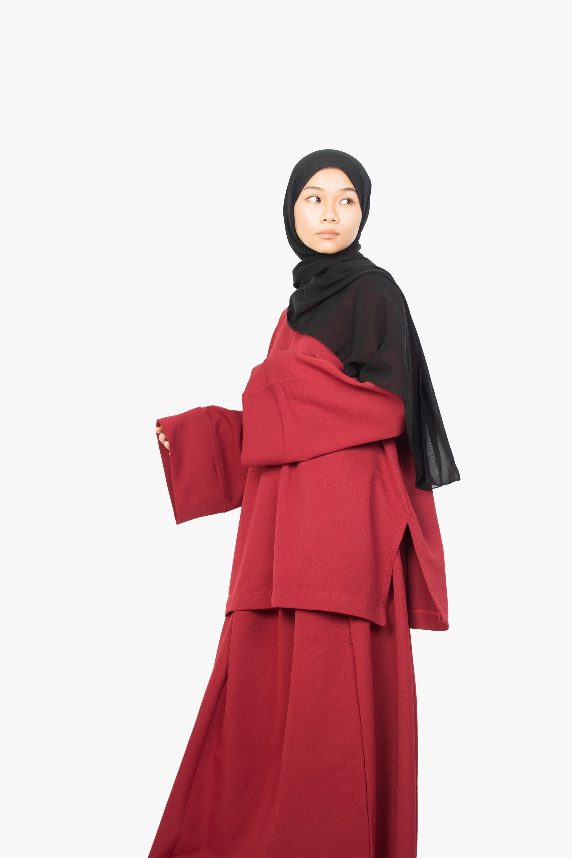 Crimson Red Two-Piece Abaya