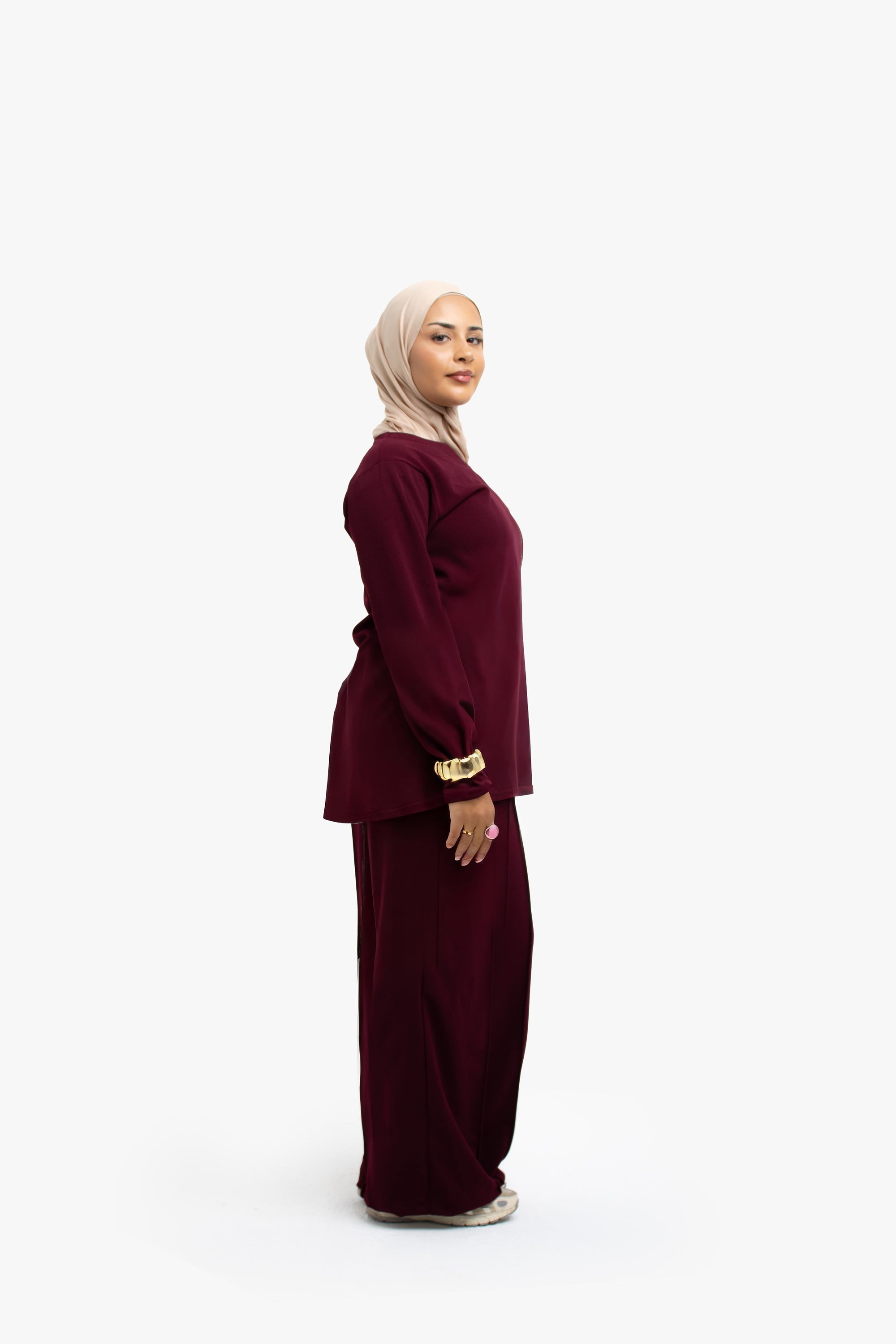 Burgundy High-Waisted Trousers