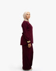 Burgundy High-Waisted Trousers