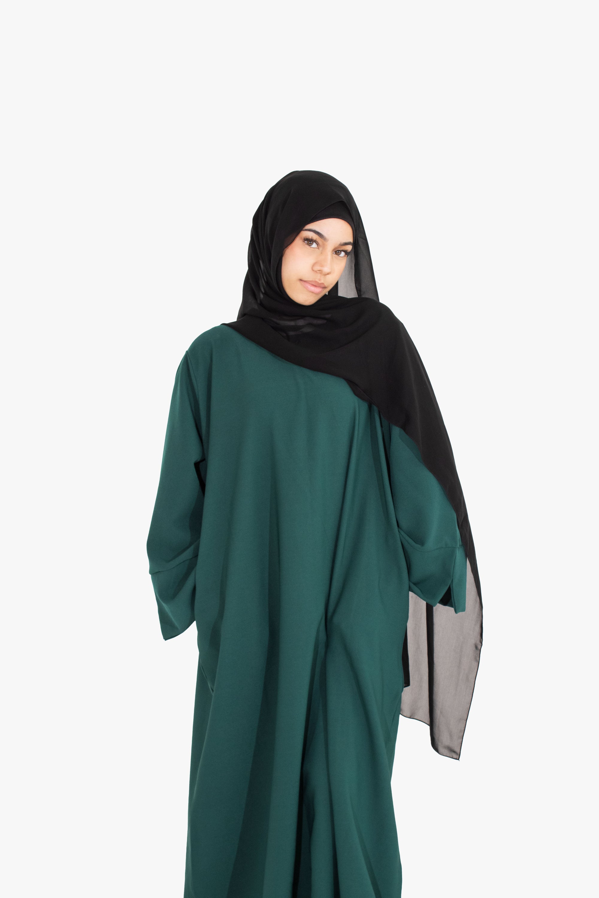 Forest Green Slit Kimono Sleeve Abaya