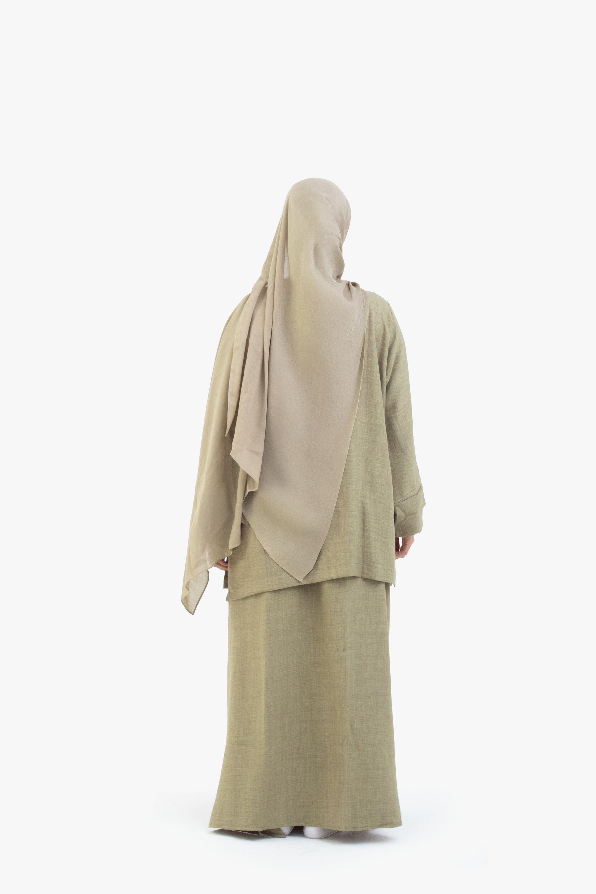 Khaki Mélange Two-Piece Abaya