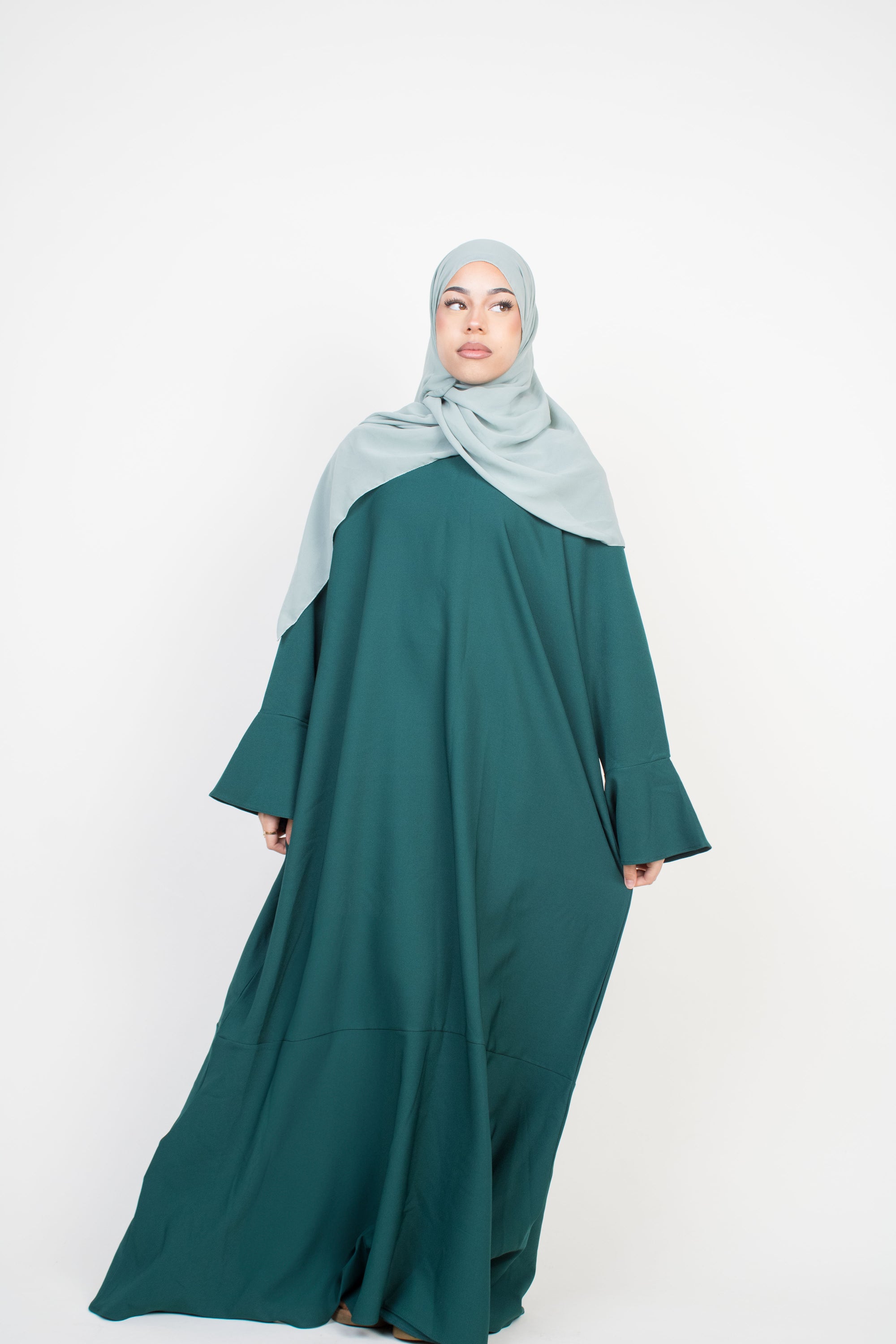 Forest Green Tulip Sleeve Abaya
