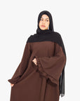 Pecan Brown Flower Sleeve Abaya