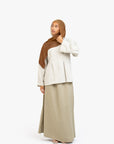 Khaki Textured Elasticated Skirt